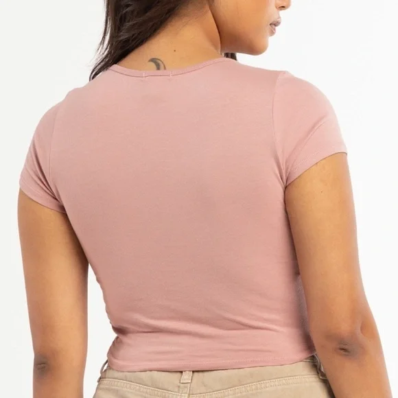 3 For $30 NWOT Bozzolo Cit Front Crop Top Pink - Picture 3 of 6